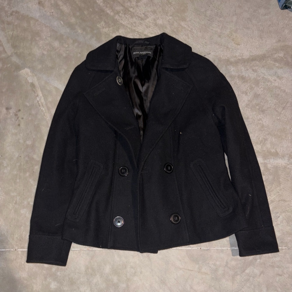 Petite Sophisticate Black Pea Coat